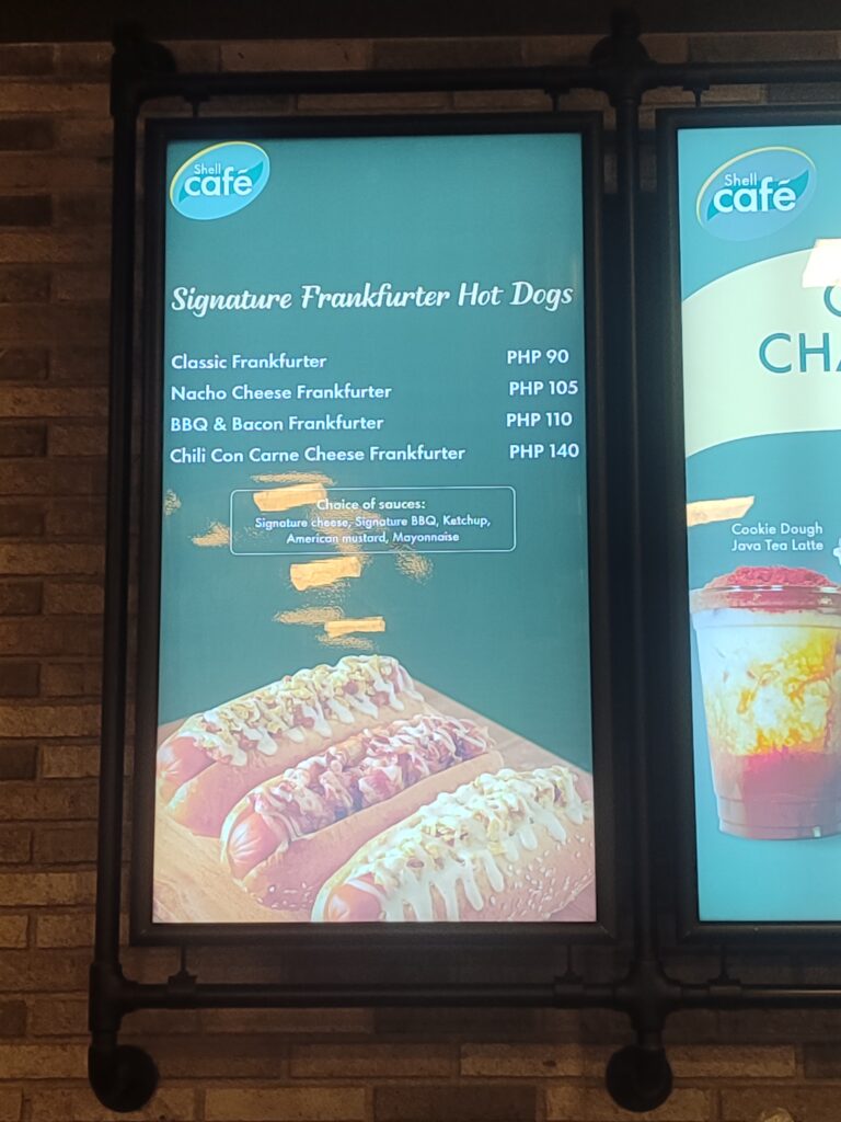 Shell Café Cebu Gorordo signature frankfurter hotdog menu